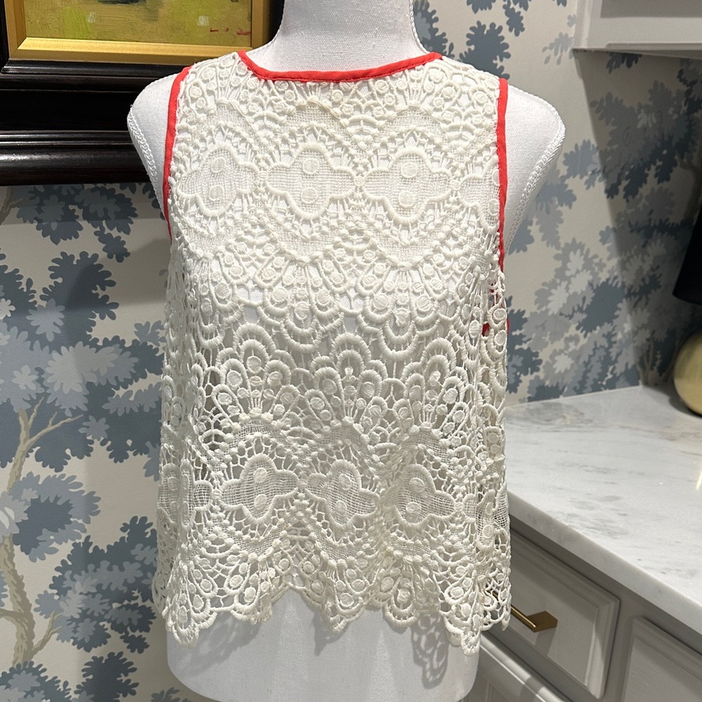 ASTR Cream Lace Camisole with Orange Trim